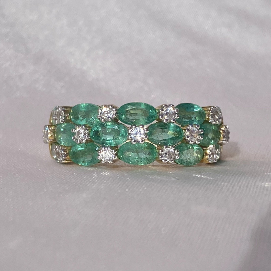 Vintage 9k Emerald Sapphire Ring