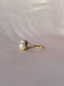 Antique 18k Double Pearl Twist Ring