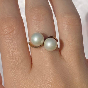 Antique 18k Double Pearl Twist Ring