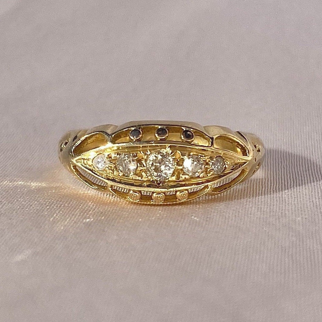 Antique 18k Diamond Gypsy Boat Ring
