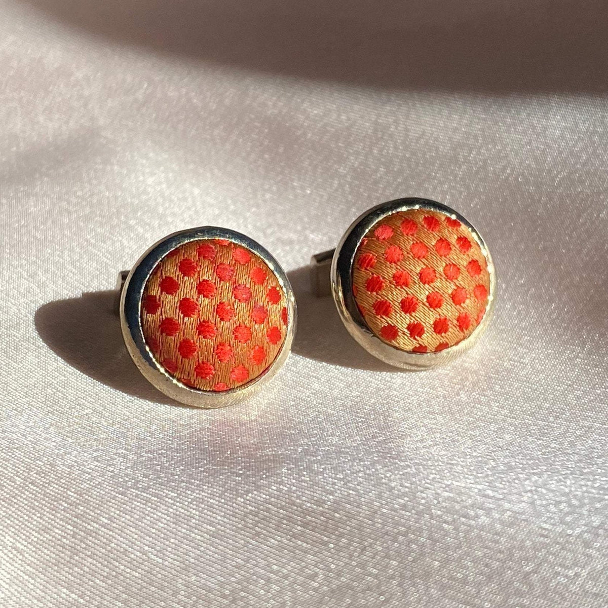 Vintage Mens Orange Dotted Cuff Links
