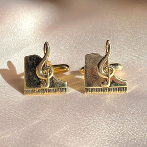 Vintage Mens Piano Music Note Cuff Links