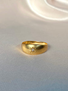 Antique 18k Solitaire Diamond Gypsy Ring 1913-14