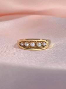 Vintage 9k Pearl Boat Ring