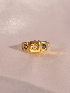 Antique 18k Diamond Sapphire Gypsy Ring