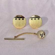 Load image into Gallery viewer, Vintage Mens Textured Cuff Link + Lapel Pin Set
