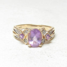 Load image into Gallery viewer, Vintage 14k Lavender Amethyst Diamond Twist Ring
