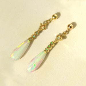 Vintage 9k Opal Tear Drop Earrings