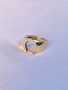 Vintage 10k Diamond Lucky Horseshoe Ring