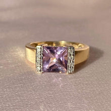 Load image into Gallery viewer, Vintage 9k Lilac Amethyst Diamond Ring
