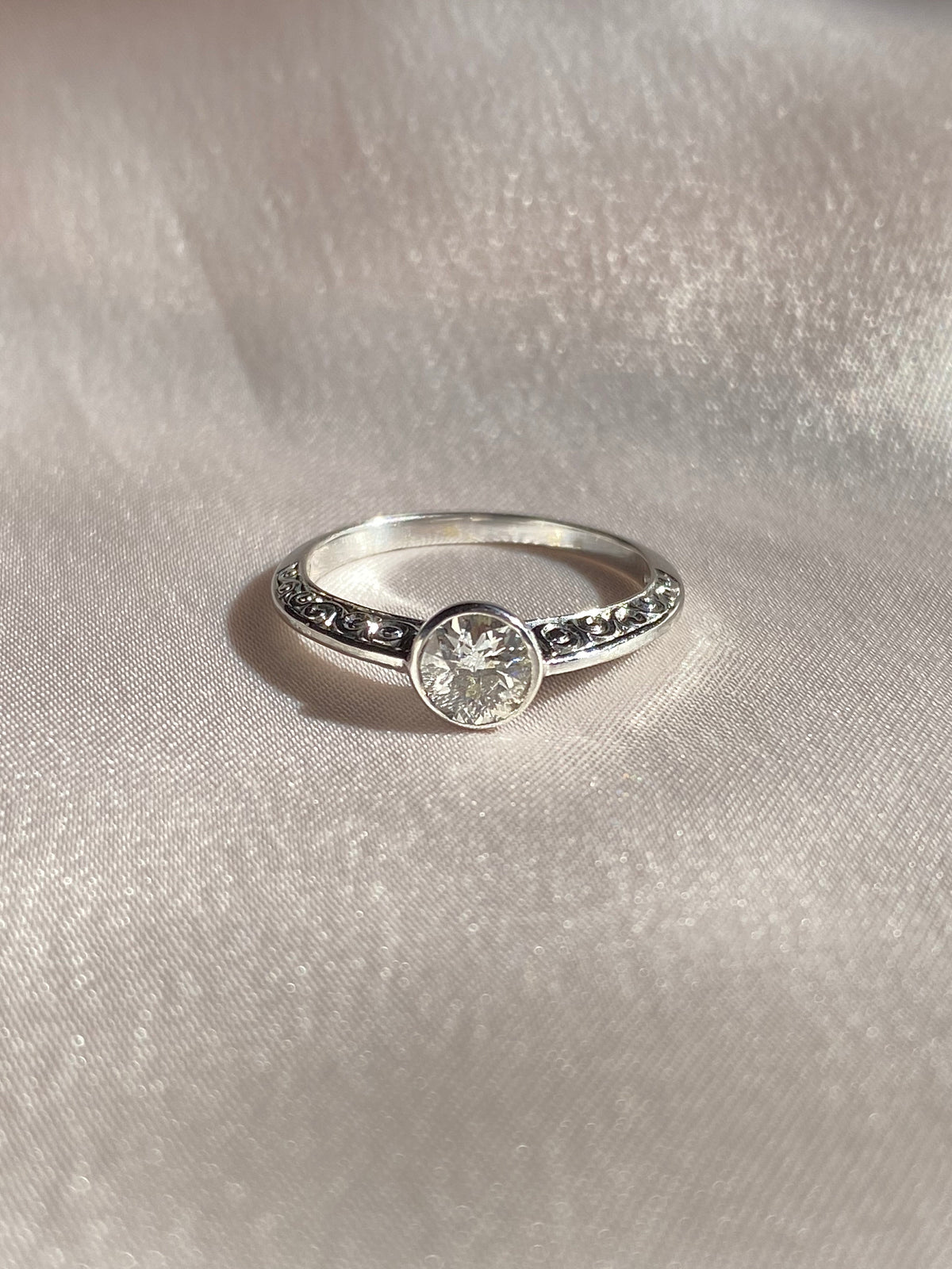 Antique Engagement Old European Cut Bezel Diamond Ring