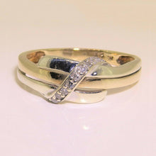 Load image into Gallery viewer, Vintage 9k Tri Tone Diamond Crossover Ring
