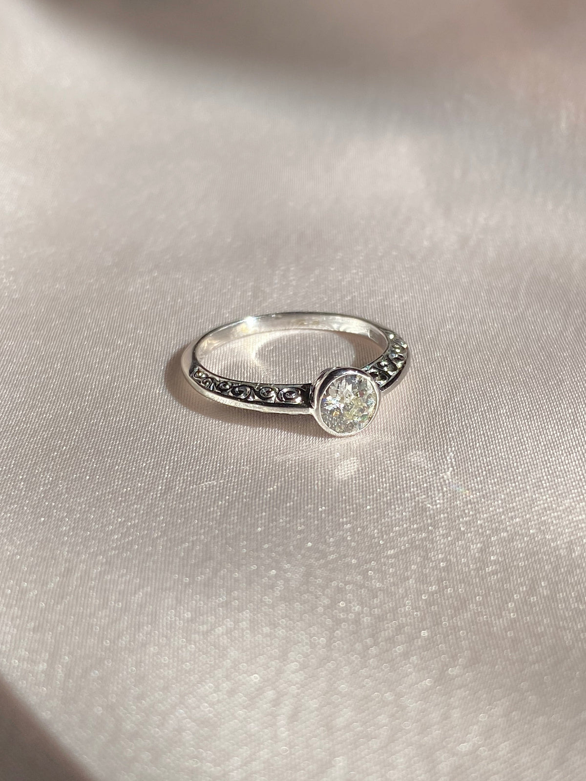 Antique Engagement Old European Cut Bezel Diamond Ring