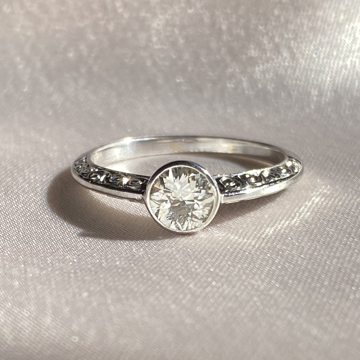Antique Engagement Old European Cut Bezel Diamond Ring