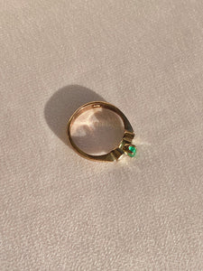 Vintage 9k Rose Gold Emerald Diamond Ring 1981