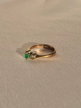 Load image into Gallery viewer, Vintage 9k Rose Gold Emerald Diamond Ring 1981

