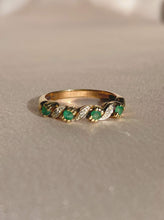 Load image into Gallery viewer, Vintage 9k Emerald Diamond Eternity Ring
