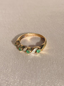 Vintage 9k Emerald Diamond Eternity Ring