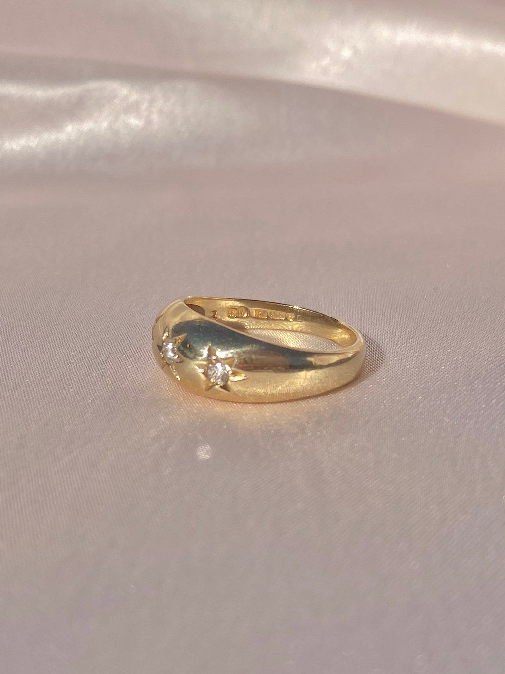 Vintage 9k Gypsy Diamond Trilogy Ring 1985