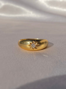 Antique 18k Solitaire Diamond Starburst Gypsy Ring 1915