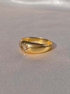 Antique 18k Solitaire Diamond Starburst Gypsy Ring 1915