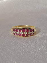 Load image into Gallery viewer, Vintage 9k Ruby Diamond Graduated Dome Ring
