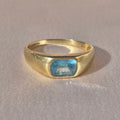 Vintage 9k Topaz Gypsy Cushion Signet Ring