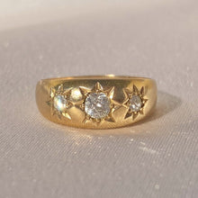 Load image into Gallery viewer, Antique 18k Gypsy Diamond Trilogy Starburst Ring 1897
