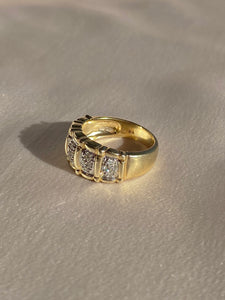 Vintage 9k Diamond Paneled Chunky Ring
