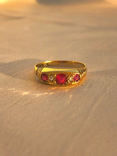 Load image into Gallery viewer, Antique 18k Ruby Diamond Gypsy Boat Ring 1900s
