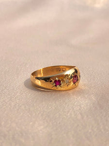 Antique 18k Ruby Diamond Gypsy Ring 1905