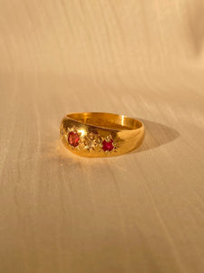 Antique 18k Ruby Diamond Gypsy Ring 1905