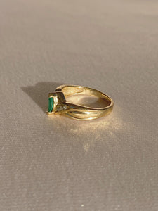 Vintage 9k Emerald Diamond Twist Ring