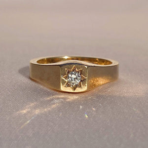 Vintage 9k Gypsy Diamond Starburst Ring 1968