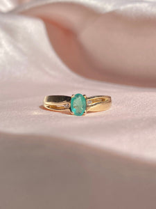 Vintage 10k Emerald Diamond Ring