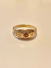 Load image into Gallery viewer, Antique 18k Garnet Diamond Gypsy Ring 1916
