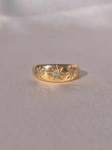 Antique 18k Gypsy Diamond Starburst Trilogy Ring 1907