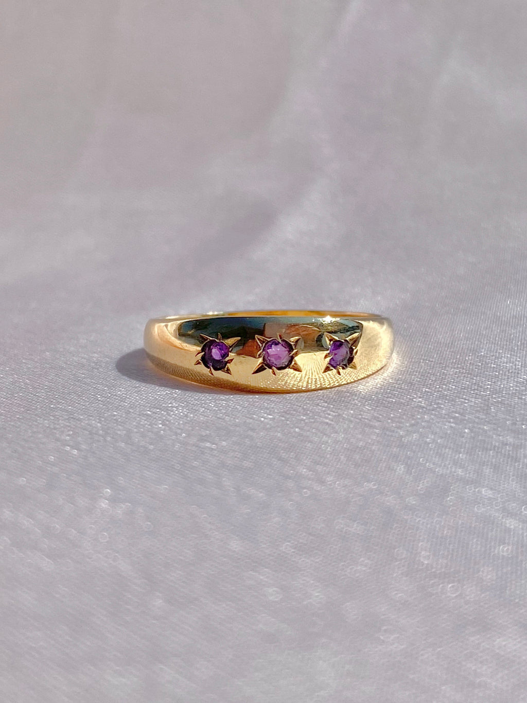 Vintage 9k Amethyst Trilogy Gypsy Ring