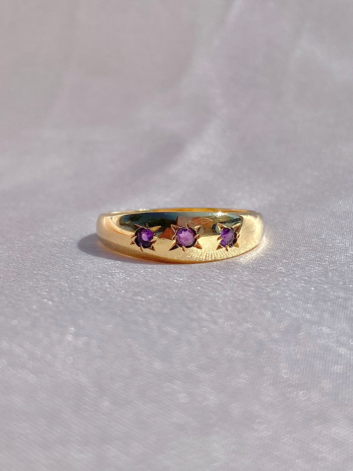 Vintage 9k Amethyst Trilogy Gypsy Ring