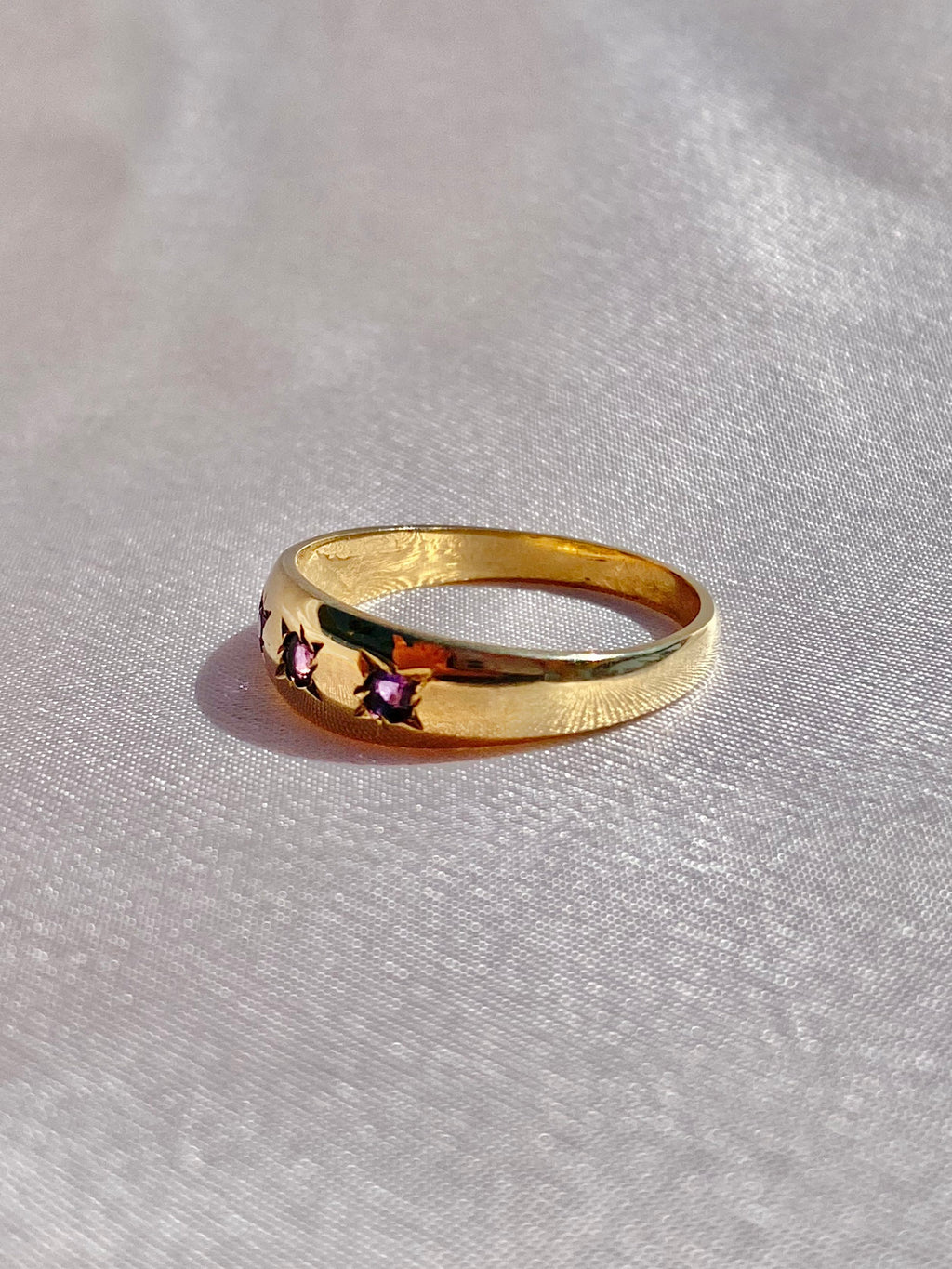 Vintage 9k Amethyst Trilogy Gypsy Ring