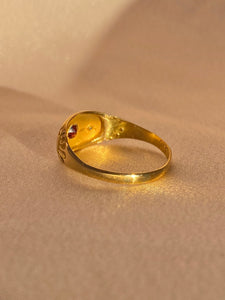 Antique 18k Garnet Diamond Gypsy Ring 1916