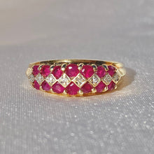 Load image into Gallery viewer, Vintage 9k Ruby Diamond Graduated Dome Ring
