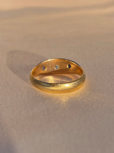 Antique Trilogy 18k Diamond Sapphire Gypsy Ring