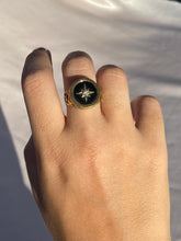 Load image into Gallery viewer, Vintage 10k Onyx Starburst Signet Ring 1940s
