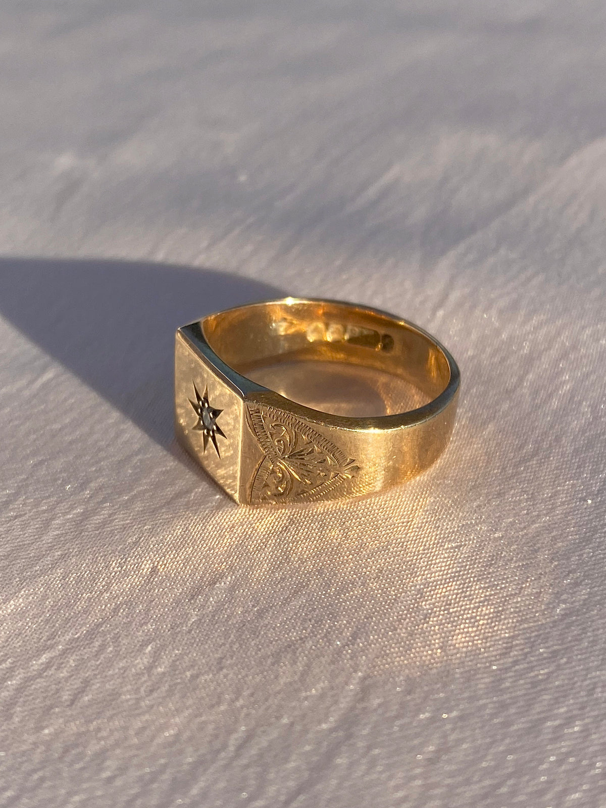 Vintage 9k Solitaire Gypsy Signet Ring 1960 ’December 5, 1961’