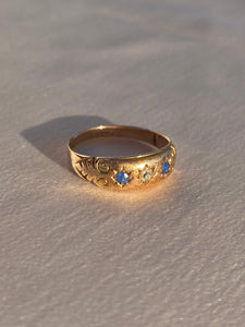 Antique 15k Rose Gold Diamond Sapphire Gypsy Ring 1900