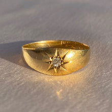 Load image into Gallery viewer, Antique 18k Diamond Solitaire Gypsy Ring 1912
