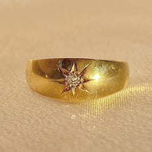 Load image into Gallery viewer, Antique 18k Diamond Solitaire Gypsy Ring 1890s
