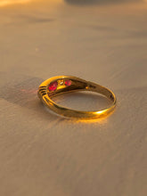 Load image into Gallery viewer, Antique 18k Ruby Diamond Gypsy Boat Ring 1900s
