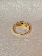 Load image into Gallery viewer, Vintage 9k Sapphire Diamond Gypsy Ring 1977
